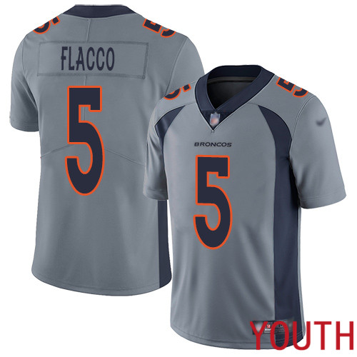 Youth Denver Broncos #5 Joe Flacco Limited Silver Inverted Legend Football NFL Jersey->youth nfl jersey->Youth Jersey